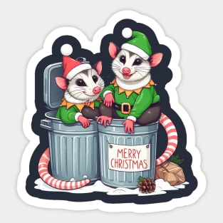 Opossum Christmas Sticker